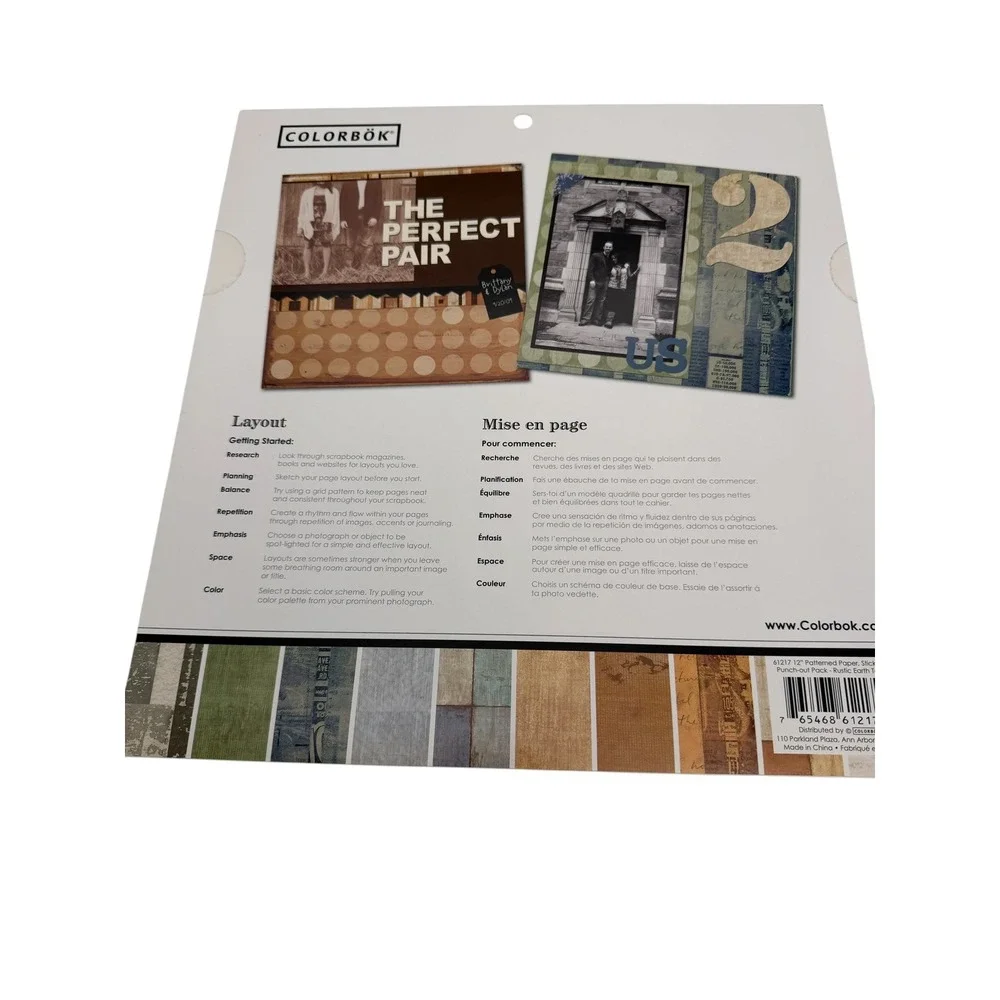 Colorbok Rustic Earth Tones Scrapbook Kit 12x12 Paper‎ Stickers Punch-outs 61217